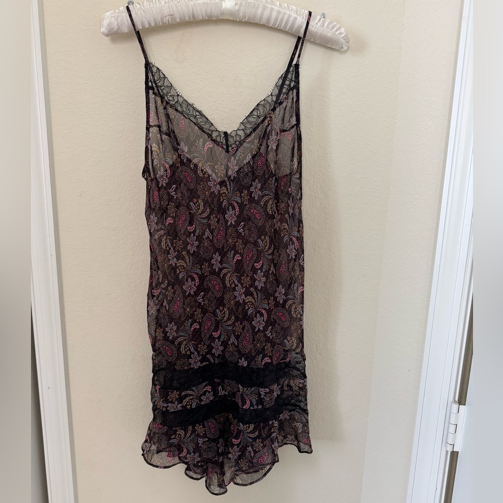 Victoria's Secret Black and Pink sheer  Lace Chemise SM